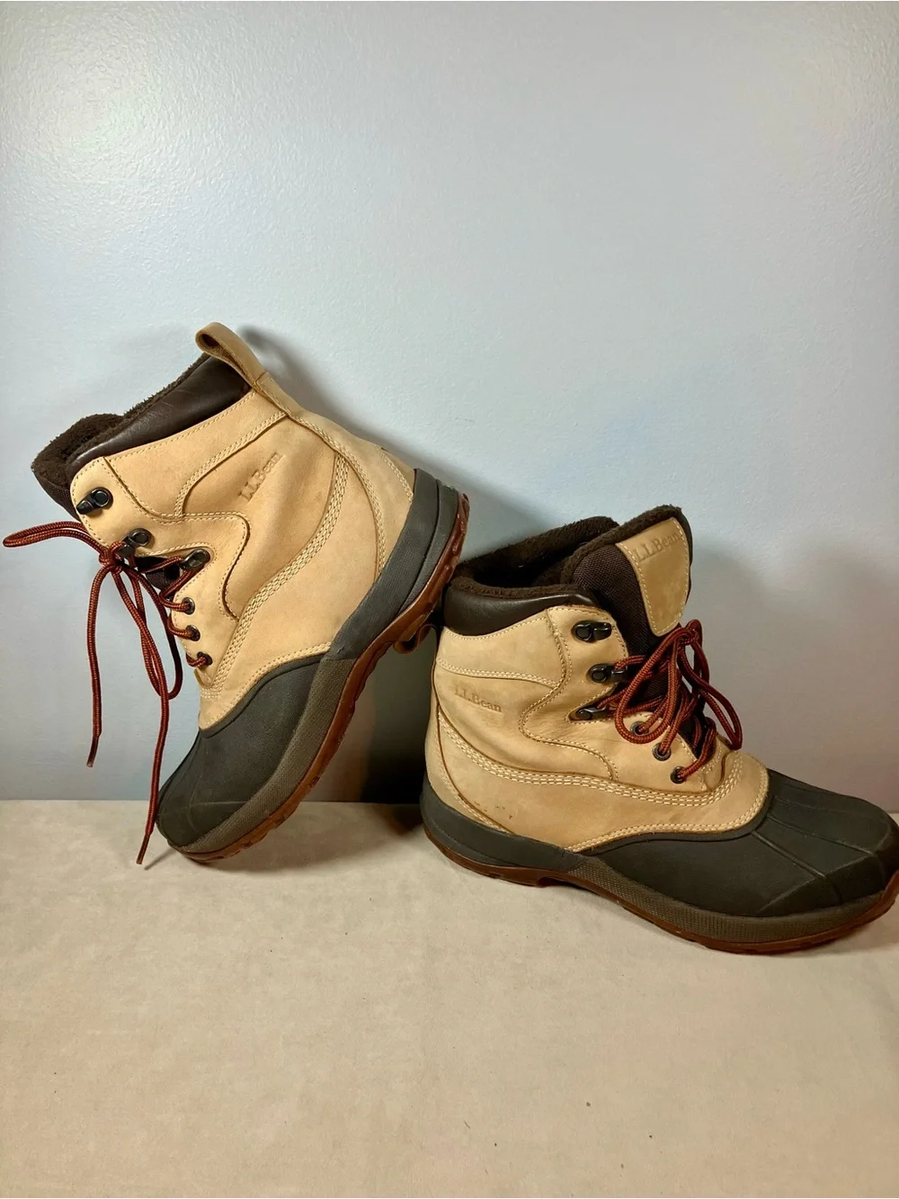 LL Bean Women's Primaloft Brown Duck Rain Boots Size 9 Med Waterproof Insulated